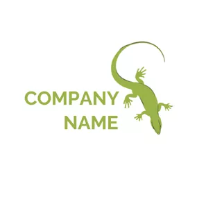 蜥蜴 Logo Flat Green Chameleon Icon logo design