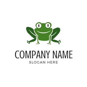 カエルロゴ Flat Green Frog Icon logo design