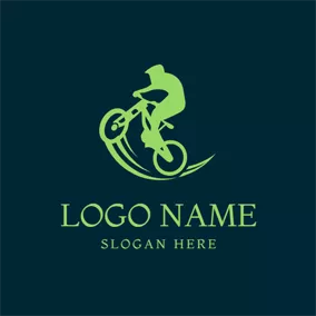 Tire Logo Flat Green Pathway and Bike logo design