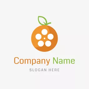 Movie Logo Flat Orange and Photography logo design