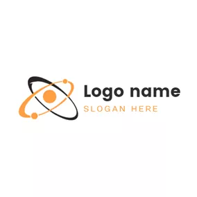 显微镜logo Flat Orbital and Atom logo design