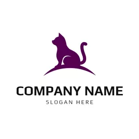 動物のロゴ Flat Purple Cat logo design