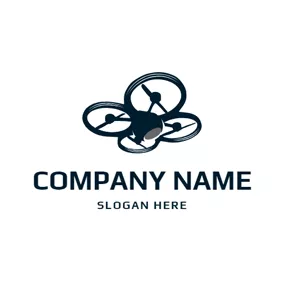 空気のロゴ Flat Quadrocopter and Drone logo design