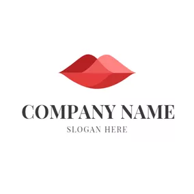 Glossy Logo Flat Red Mountain and Lip logo design