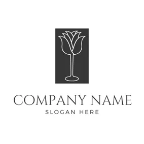 Rectangle Logo Flat Rose Shape Cup logo design