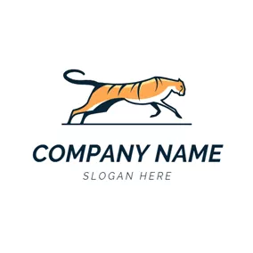 動物のロゴ Flat Running Tiger logo design