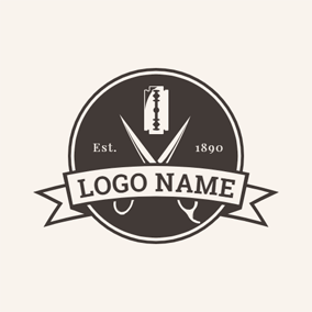 Flat Scissor and Razor logo design