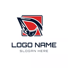 Digger Logo Flat Square and Excavator logo design