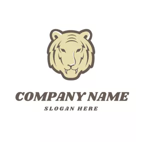 虎のロゴ Flat Tiger Head logo design