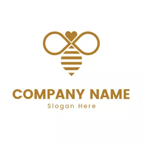 蜜蜂Logo Flat Wing and Bee logo design