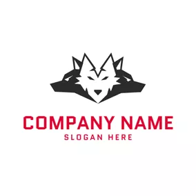 オオカミのロゴ Flat Wolf Head Icon logo design