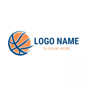 联赛logo Flat Yellow Basketball logo design