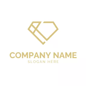 Diamond Logo Flat Yellow Jewelry Icon logo design