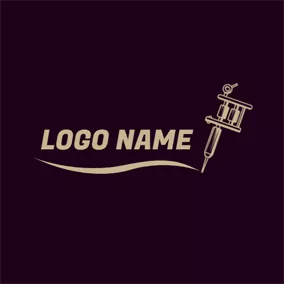 Grunge Logo Flat Yellow Tattoo Machine logo design
