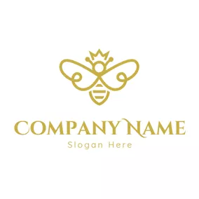 Insect Logo Flat Yellow Wing and Bee logo design