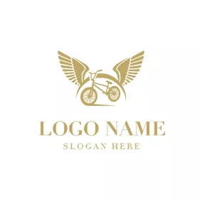 自行车Logo Flat Yellow Wing and Bike logo design