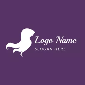 Hairdresser Logo Flow and White Long Hair logo design