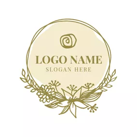 Logótipo Circular Flower and Golden Disc logo design