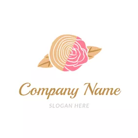 木材 Logo Flower and Wood Icon logo design