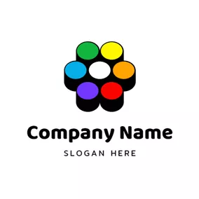ロゴを描く Flower Shape and Colorful Paint logo design