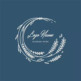 ブライダルロゴ Flower Wreath Lavender logo design