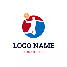 籃球Logo Fly Player and Basketball logo design