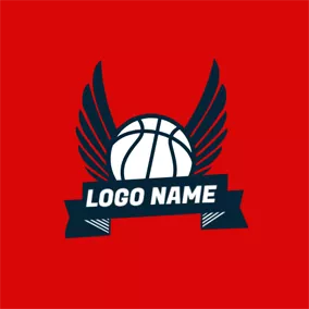 Logotipo De Baloncesto Fly Wing and Basketball logo design