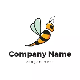 Wasp Logo Fly Wing and Vivid Bee logo design