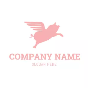 小豬 Logo Flying Pink Pig Icon logo design