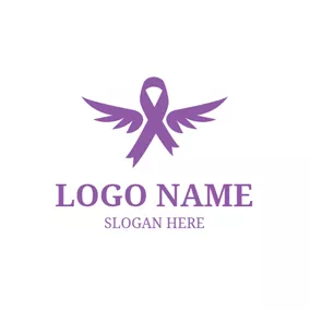 Wings Logo Flying Ribbon and Cancer logo design