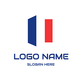 Blue Logo Folded France Flag logo design