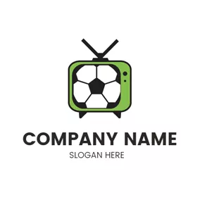 サッカーのロゴ Football and Green Tv logo design