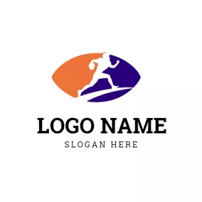 Logótipo De Exercício Football Shape and Running Athlete logo design