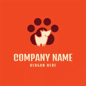 哈巴狗 Logo Footprint and Abstract Dog logo design