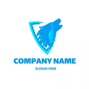 Gradient Logo Fortnite Blue Wolf logo design