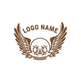Symmetrical Logos Fortnite Skull Wings logo design
