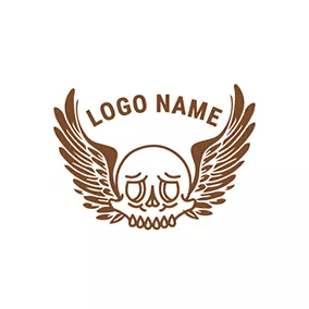 Symmetrical Logos Fortnite Skull Wings logo design