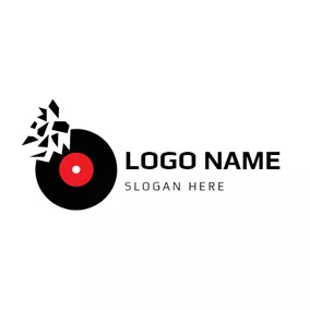 Retro Logo Fragment and Disc Icon logo design