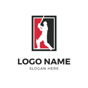 板球Logo Frame and Cricket Sportsman logo design