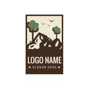 Stone Logo Frame and Landscape Icon logo design