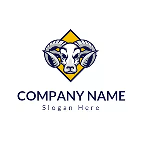 绵羊logo Frame and Ram Head Mascot logo design
