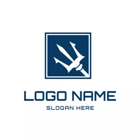 Logótipo De Tridente Frame and Trident Sign logo design