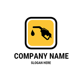 Yellow Logo Frame Square Pump Gas Station logo design