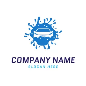 洗车logo Full Water Spray and Car logo design