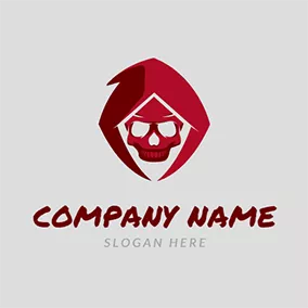 Logótipo Engraçado Funny Red Skull Cloak Death logo design