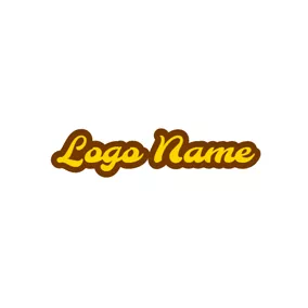 Italic Logo Funny Yellow and Brown Font logo design