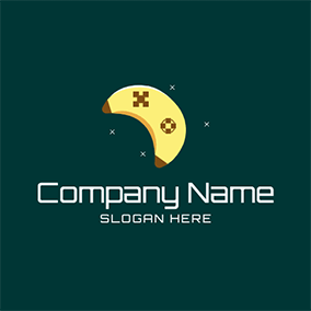 Yellow Logo Gamepad Sign Banana logo design