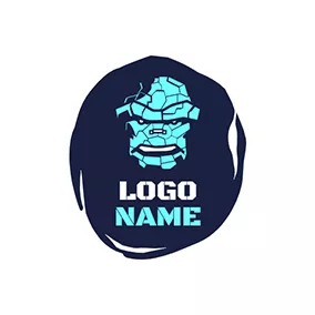 油墨 Logo Gaming Irregular Pieces Robot Monster logo design