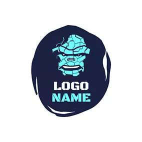 Ink Logo Gaming Irregular Pieces Robot Monster logo design