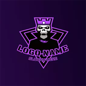 Logótipo De Jogo Gaming Skull Crown Cloak Evil logo design